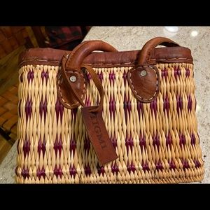Straw/Ratan pocketbook. Very good condition. Used several times. Leather handles
